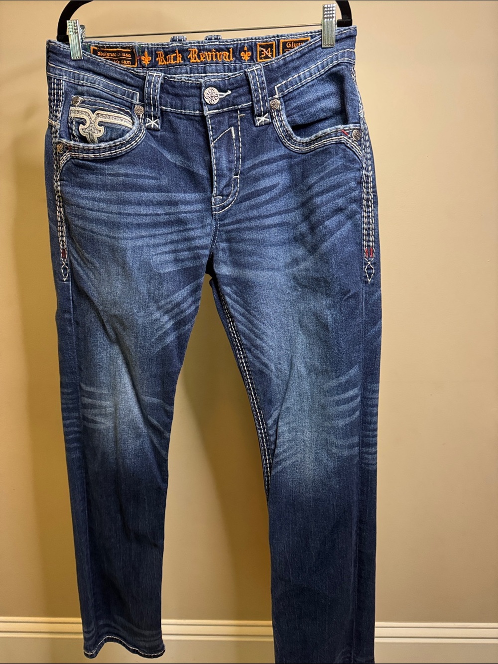 Rock Revival Men’s Indigo Skinny Jeans with Fading